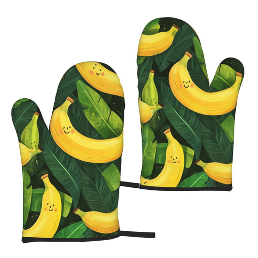 Cartoon Banana Oven Mitt｜Heat-Resistant Kitchen Glove with Cotton Lining｜Non-Slip Grip｜11×5.9in for Baking & Cooking