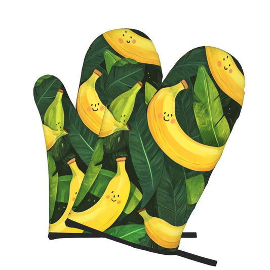 Cartoon Banana Oven Mitt｜Heat-Resistant Kitchen Glove with Cotton Lining｜Non-Slip Grip｜11×5.9in for Baking & Cooking